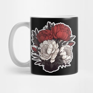 Red and White Peonies Bouquet Mug